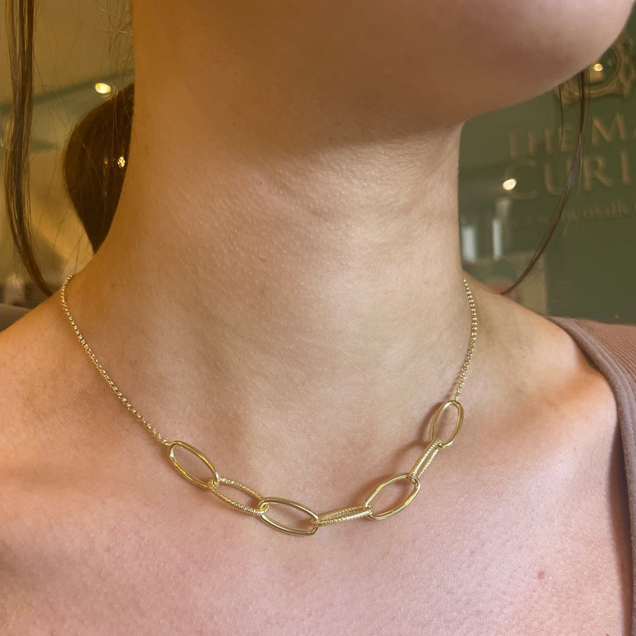 Sterling Silver Gold Plated Oval Link Chain Necklace