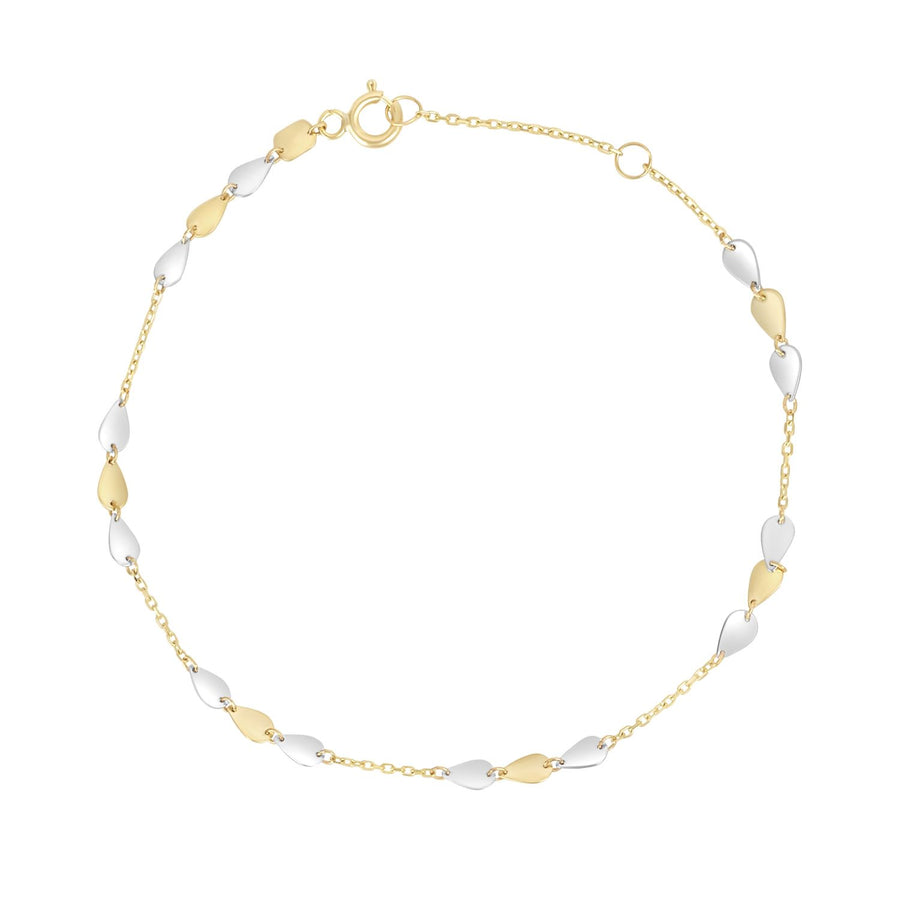 9ct Yellow & White Gold Heart Shape Disc Bracelet