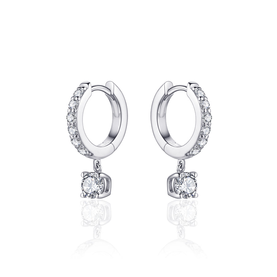 Gisser - Silver CZ Hoop Drop Earrings