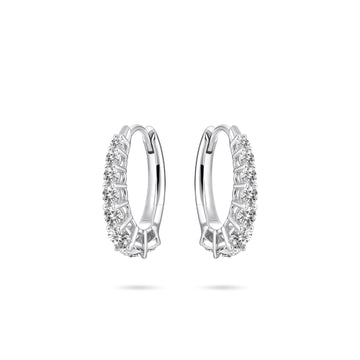 Gisser - Silver Graduated CZ Hoop Earrings