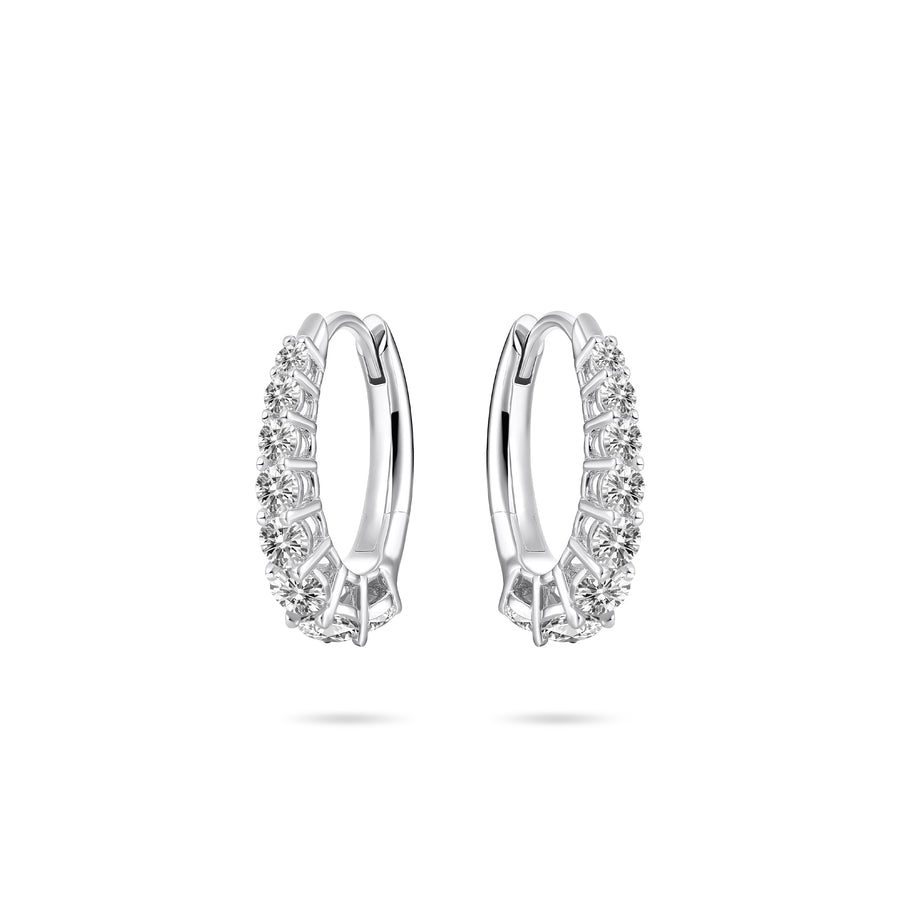 Gisser - Silver Graduated CZ Hoop Earrings