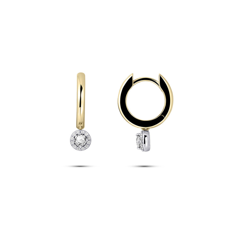 Gisser - Gold Plated CZ Halo Charmed Hoop Earrings