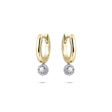Gisser - Gold Plated CZ Halo Charmed Hoop Earrings