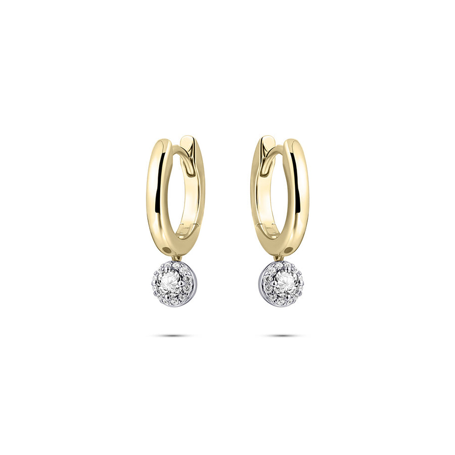 Gisser - Gold Plated CZ Halo Charmed Hoop Earrings