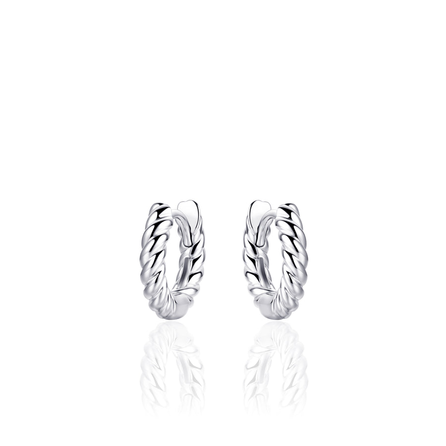 Gisser - Silver Twist Hoop Earrings 13.5mm