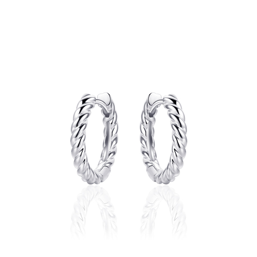 Gisser - Silver Twist Hoop Earrings 18mm