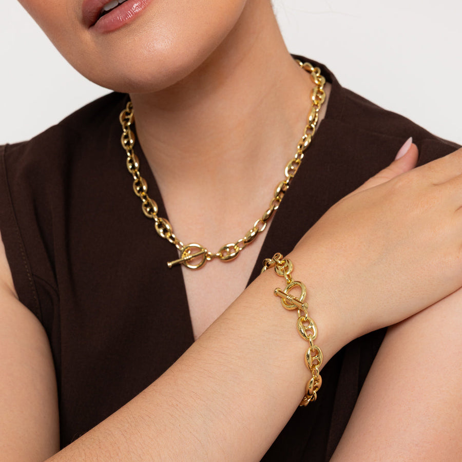 Knight & Day - Coffee Bean Chain Gold Plated Bracelet