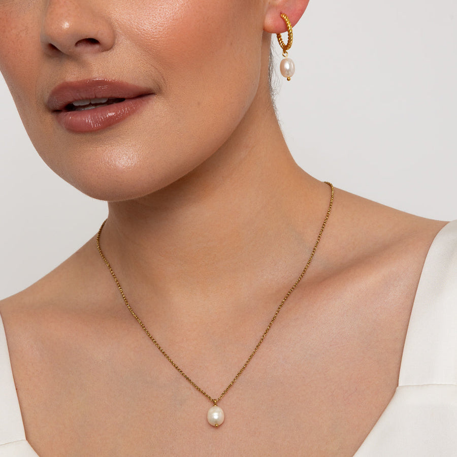 Knight & Day - The Pink Box Gold Pearl Hoops