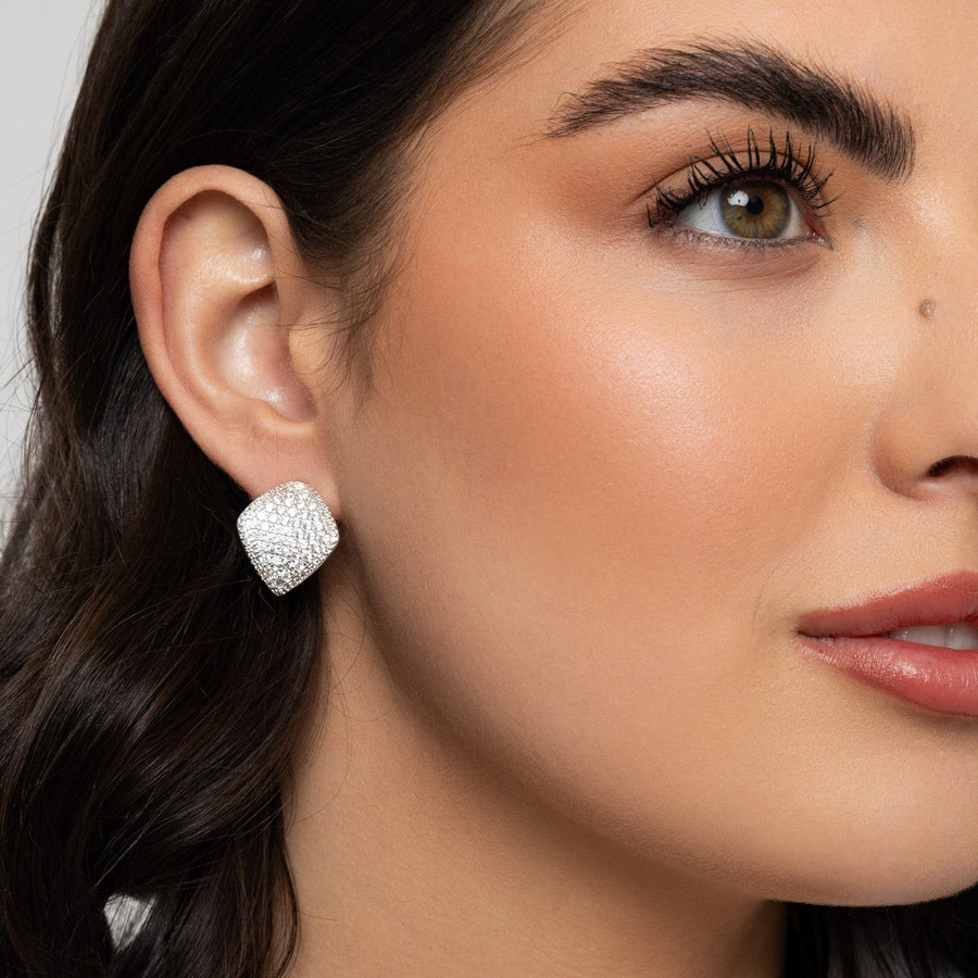 Knight & Day - Crystal Encrusted Diamond Shape Earrings