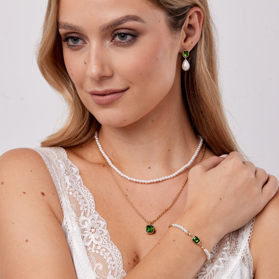 Knight & Day - Pearl & Emerald Layered Necklace