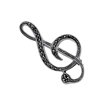 Marcasite Treble Clef Brooch