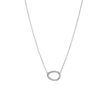 Mary-K - Silver Pave Oval Necklace