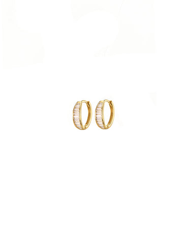 Mary-K - Gold Baguette Huggie Earrings