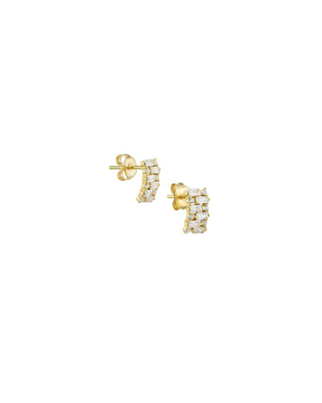 Mary-K - Gold Curve Zircon Stud Earrings