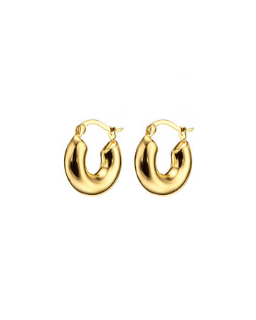 Mary-K - Gold Rounded Hoop Earrings