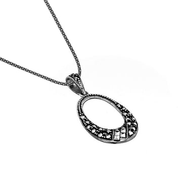 Marcasite Oval Drop Pendant