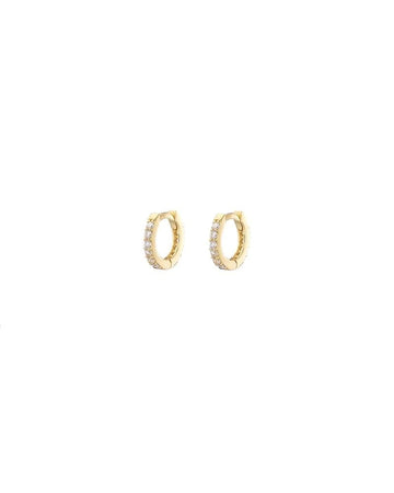 Mary-K - Gold Pave Mini Huggie Earrings