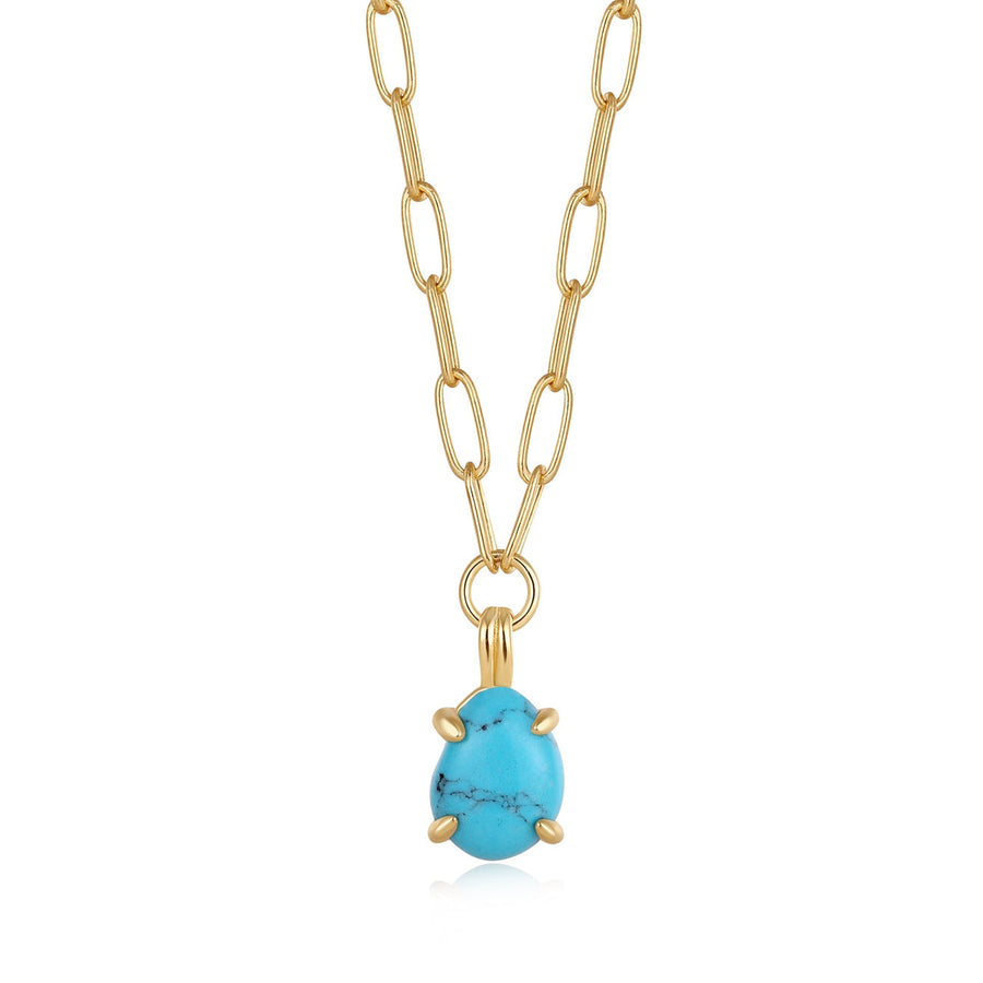 Ania Haie - Gold Turquoise Chunky Chain Drop Pendant Necklace