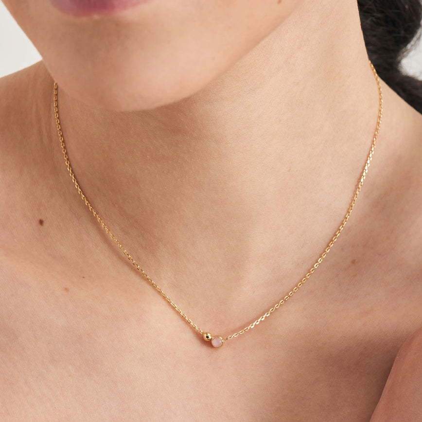 Ania Haie - Gold Orb Rose Quartz Pendant Necklace