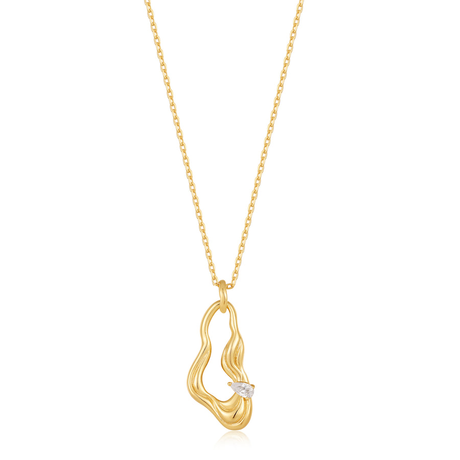 Ania Haie - Gold Twist Wave Drop Pendant Necklace