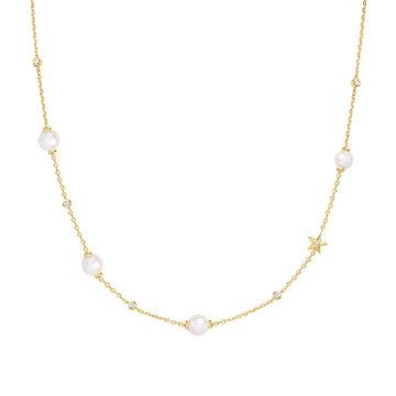 Ania Haie - Gold Shell Pearl and Star Station Necklace