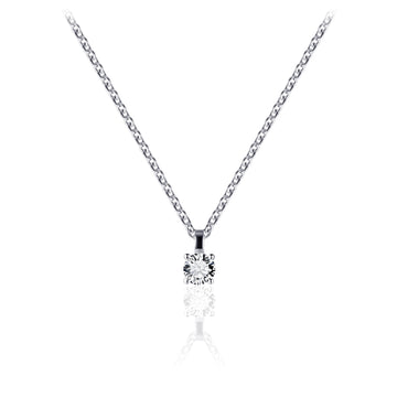 Gisser - Silver CZ Solitaire Necklace 4mm