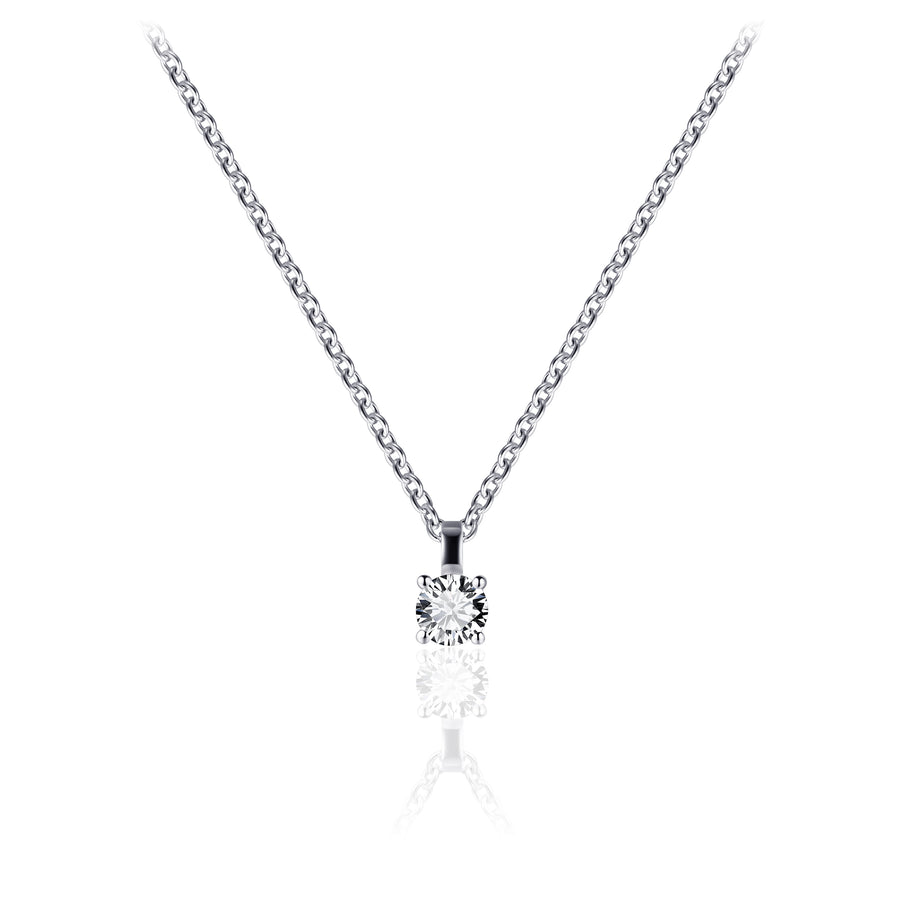 Gisser - Silver CZ Solitaire Necklace 4mm