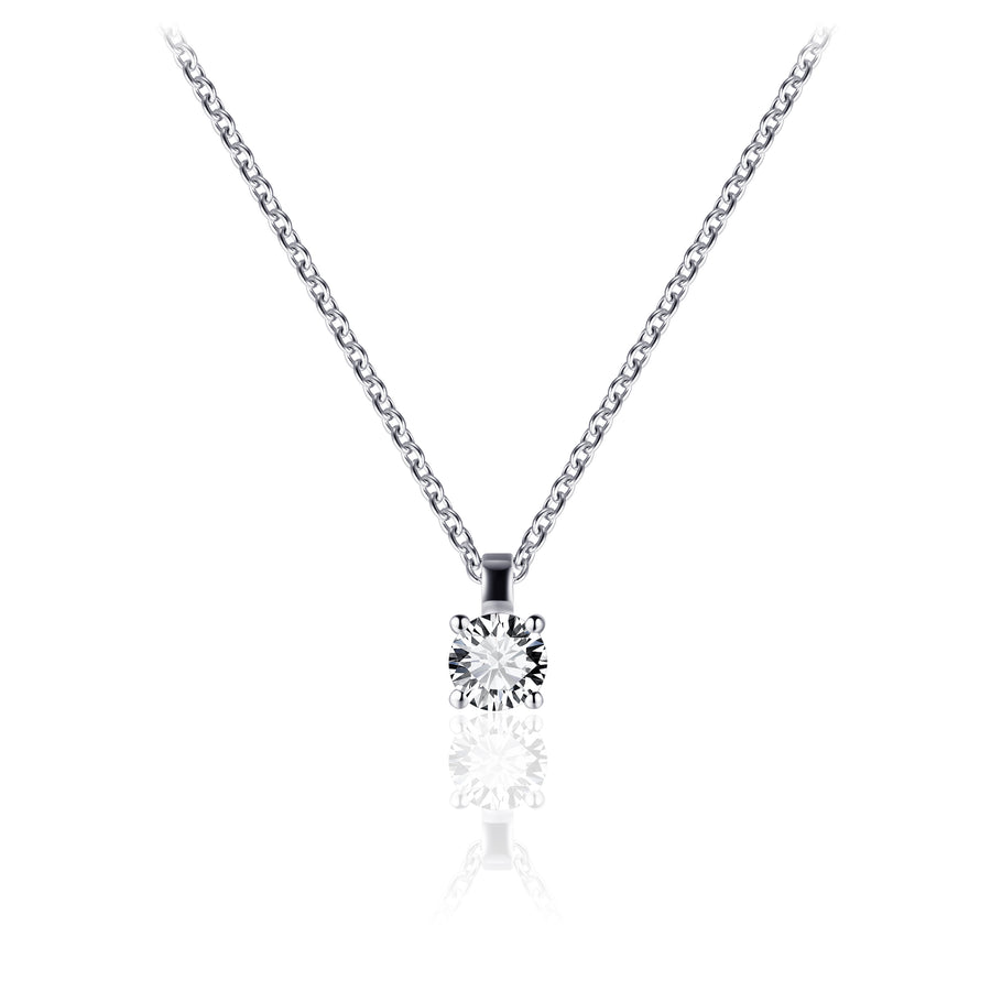 Gisser - Silver CZ Solitaire Necklace 5mm