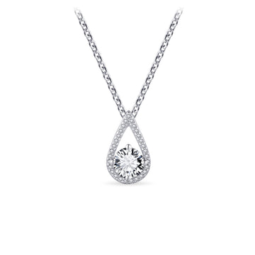 Gisser - Silver CZ Pear Drop Necklace