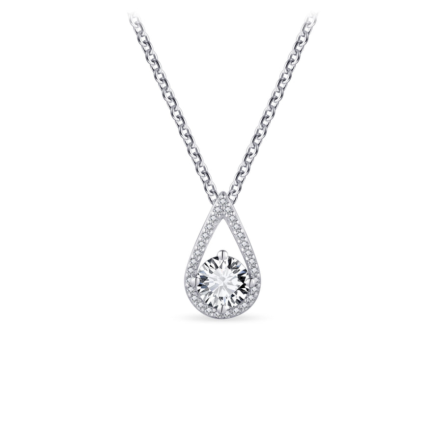 Gisser - Silver CZ Pear Drop Necklace