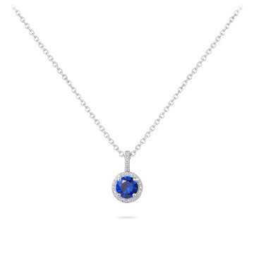 Gisser - Silver Blue CZ Halo Necklace