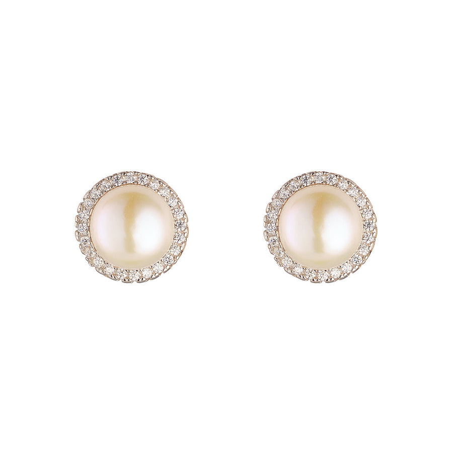 Silver Pearl CZ Earrings