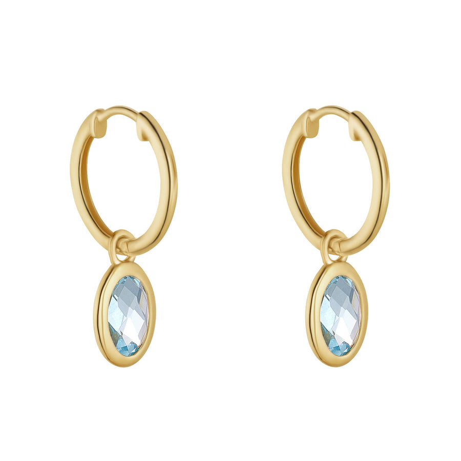 Sterling Silver Gold Plated Blue Stone Drop Earrings