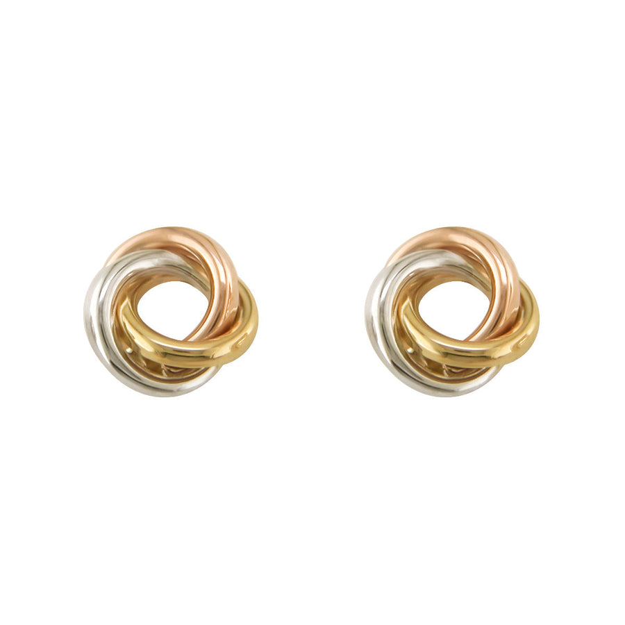 9ct 3 Colour Gold Knot Earrings