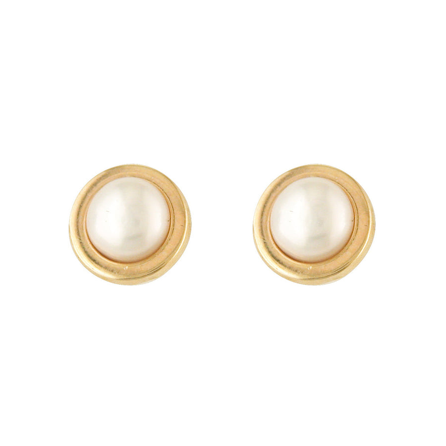 9ct Yellow Gold Pearl Stud Earrings