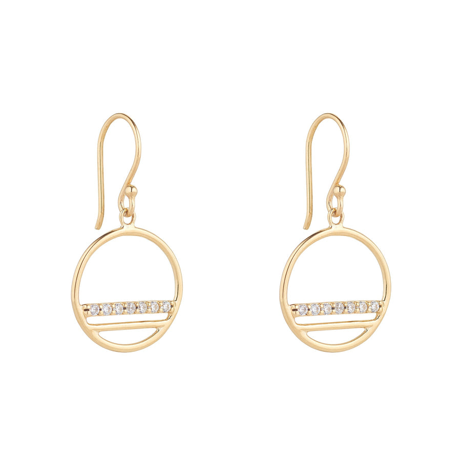 9ct Gold Drop Circle Earrings