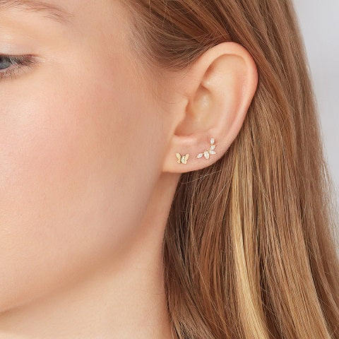 9ct Gold Cz Crawler Earrings