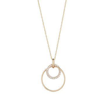 9ct Gold Double Circle CZ Necklace