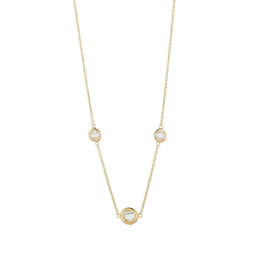 9ct Gold Three CZ Necklace