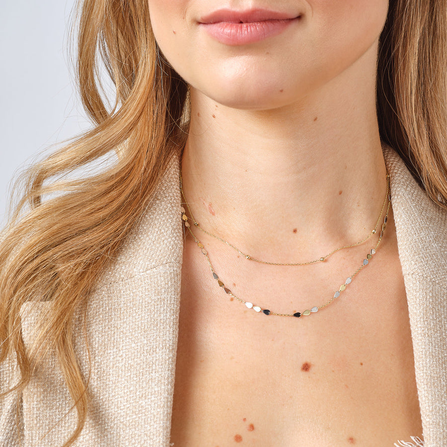 9ct Yellow & White Gold Heart Shape Disc Necklace