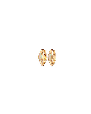 Mary-K - Gold Oval Opal Huggie Earrings