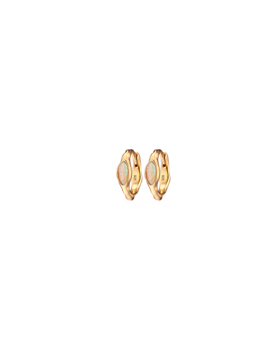 Mary-K - Gold Oval Opal Huggie Earrings