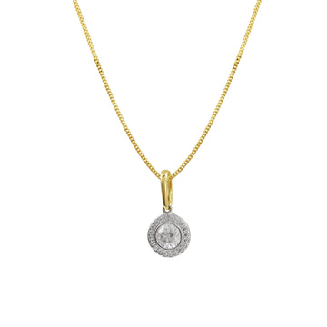 9ct Gold Halo CZ Necklace