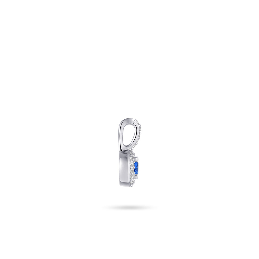 Gisser - Silver Blue CZ Halo pendant