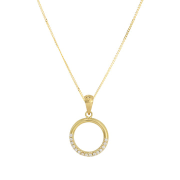 9ct Gold Open CZ Circle Necklace
