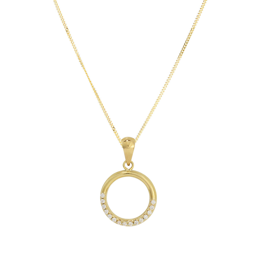 9ct Gold Open CZ Circle Necklace