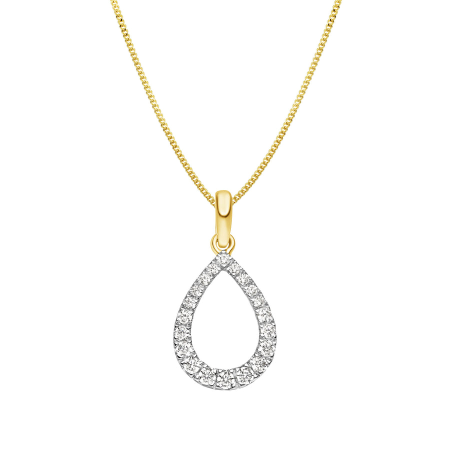 14ct Diamond Pear Drop Cluster Pendant