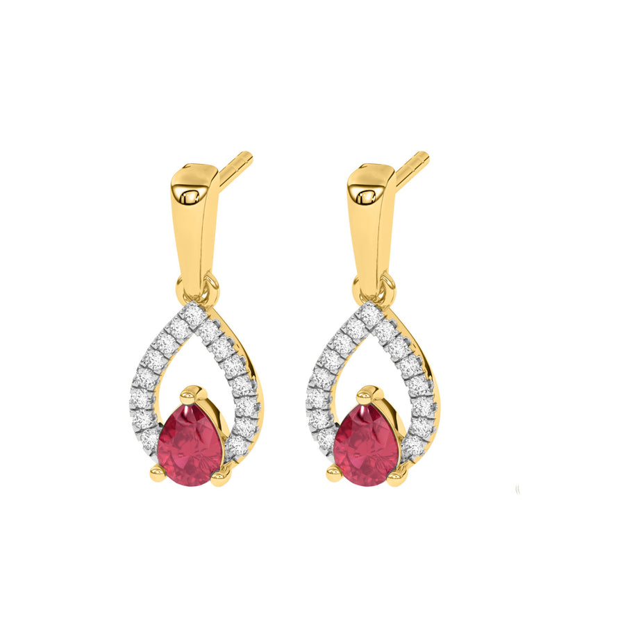 Ruby & Diamond Drop Earrings