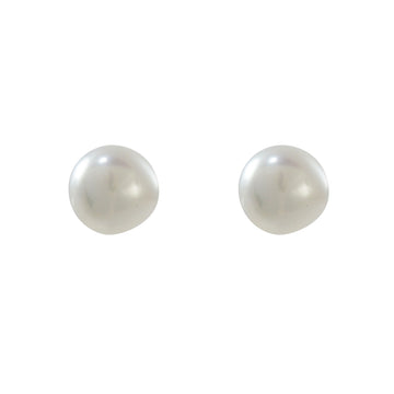 Silver Pearl Stud Earrings 10mm