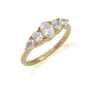 9ct Gold 5 Stone Cz Ring